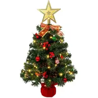 Merkloos Elzusha - Mini sapin de Noël, 60 cm, avec étoile et jupe