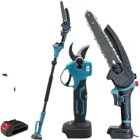 OEM Scie à chaîne électrique, puissance de 1000 W, tension de 21 V, tige télescopique (de 1,2 à 2 mètres), ouverture de coupe de 3 cm, vitesse à vide de 18 000 tr/min