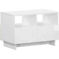 Syfax Support TV, dimensions 60 x 34,5 x 40 cm, blanc brillant, fabriqué en bois composite