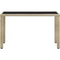 Merkloos Table de jardin en polyrotin avec plateau en verre, dimensions : 123 x 60 x 74 cm