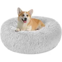 Merkloos Lit pour chien en forme de beignet moelleux, adapté aux petites et grandes races