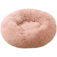 Sonstiges Lit pour chien, lit pour chat, peluche, forme ronde, 50 cm, rose, imitation cuir