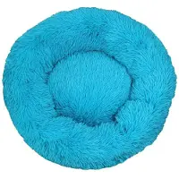 Sonstiges Lit pour chien, lit pour chat, doux, rond, 50 cm, bleu