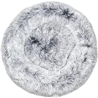 Sonstiges Lit pour chien, lit pour chat, forme de donut, en peluche, rond, 80 cm, gris