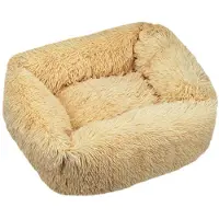 Sonstiges Lit orthopédique pour chien, forme rectangulaire, coussin moelleux en forme de nuage, adapté également aux chats, lavable, base antidérapante et imperméable, couleur abricot, taille XS (45x35 cm)