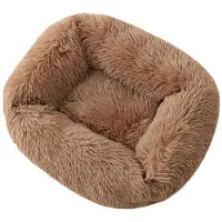 Sonstiges Couche en peluche pour animaux de compagnie, forme carrée, couleur marron