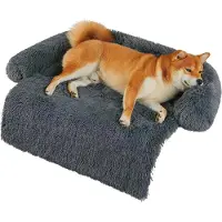 Sonstiges Lit pour chien en peluche, doux, antidérapant, lavable, couleur gris foncé, dimensions : 60 x 55 x 10 cm