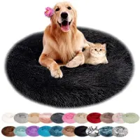 Sonstiges Lit pour chien, forme ronde, en peluche, lavable, antidérapant, couleur noire, 80 cm de diamètre