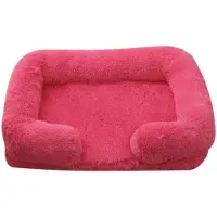Sonstiges Lit pour chien, rectangulaire, en peluche, doux, pour animaux de compagnie, adapté aux chats, lavable, chaud, antidérapant, couleur rose, taille S (40x35 cm)