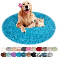 Sonstiges Lit pour chien, forme ronde, en peluche, lavable, couleur bleue, 80 cm de diamètre