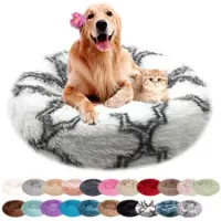 Sonstiges Lit pour chien, forme ronde, en peluche, lavable, gris et blanc, 110 cm