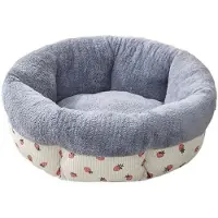 Sonstiges Lit pour chien en forme de donut, doux et moelleux, en peluche, pour animaux de compagnie, également adapté aux chats, couleur gris, taille S (40 cm)