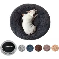 Sonstiges Lit orthopédique XXL pour chien, lavable, de forme ronde, couleur gris foncé, diamètre 70 cm