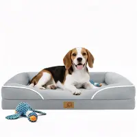 Sonstiges Lit orthopédique pour chien, 60x70 cm, gris clair, avec bordure rembourrée et base antidérapante