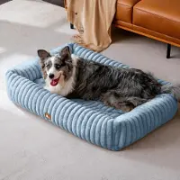 Sonstiges Lit pour chien, taille XL, bleu, 109 x 76 x 20 cm. Lavable sur les 4 côtés, antidérapant, mousse à mémoire de forme