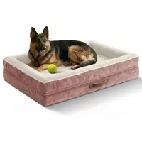 Sonstiges Lit pour chien, orthopédique, très grand (XXL), lavable, rose, dimensions : 137 x 91 x 19 cm