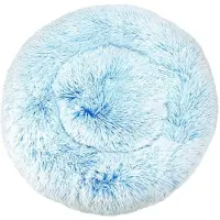 Sonstiges Lit pour chien, lit pour chat, peluche, forme ronde, 100 cm, bleu, en velours, coussin en forme de donut