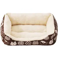 Sonstiges Lit pour chien, rectangulaire, en peluche, pour animaux de compagnie, également adapté aux chats, couleur marron, dimensions : 53 x 38 x 12,5 cm