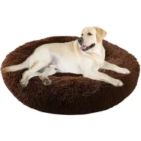 Sonstiges Lit pour chien, lit pour chat, forme donut, rond, diamètre 120 cm, couleur café, lavable, moelleux