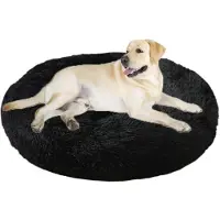 Sonstiges Lit pour chien, lit pour chat, forme donut, rond, diamètre 70 cm, noir, lavable, moelleux