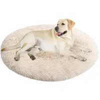 Sonstiges Lit pour chien, lit pour chat, forme donut, rond, diamètre 110 cm, lavable, doux, couleur marron clair