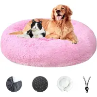 Sonstiges Lit pour chien, moelleux, lavable, avec housse amovible, antidérapant, diamètre 110 cm, rose vif