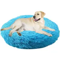 Sonstiges Lit pour chien, lit pour chat, forme donut, rond, diamètre 100 cm, bleu, lavable, moelleux