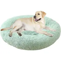 Sonstiges Lit pour chien, lit pour chat, forme donut, rond, diamètre 70 cm, couleur vert, motif fruits, lavable, doux et moelleux
