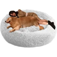 Sonstiges Lit orthopédique pour chien, panier rond pour chat, gris clair, diamètre 130 cm