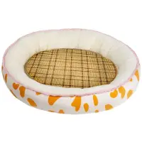 Sonstiges Lit pour chien lavable, forme ronde, pour petits chiens et chats, couleur jaune crème, taille M (50x43 cm)