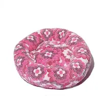 Sonstiges Lit pour chien, lit pour chat, doux, rond, en peluche, 100 cm, motifs de fleurs rouges
