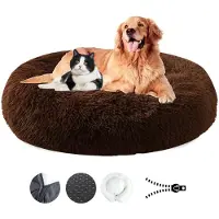 Sonstiges Lit pour chien, moelleux, lavable, avec housse amovible, antidérapant, diamètre 80 cm, couleur café