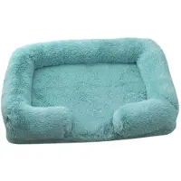 Sonstiges Lit pour chien, rectangulaire, en peluche, pour animaux de compagnie, également adapté aux chats, lavable, dimensions : 80 x 53 cm, couleur : bleu cyan