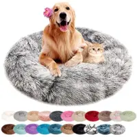 Sonstiges Lit pour chien, forme ronde, en peluche, lavable, antidérapant, avec bords surélevés, 120 cm, noir ou gris