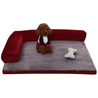 Sonstiges Lit pour chien, panier pour animal de compagnie, canapé pour chien, lavable, amovible, couleur rouge jujube, taille L (90*75*17 cm)