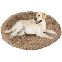 Sonstiges Lit pour chien, lit pour chat, forme donut, diamètre 120 cm, couleur kaki, lavable, doux, antidérapant