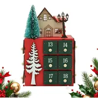 Merkloos Calendrier de l'Avent en bois, 24 jours, forme de village