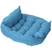 Sonstiges Lit pour chien, lit pour chat, en peluche, forme ronde, coussin douillet en forme de donut, panier doux pour petits et grands animaux de compagnie, dimensions : 50 x 42 cm, couleur bleu ciel