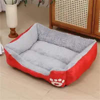 Sonstiges Lit pour chien, orthopédique, lavable, antidérapant, en peluche, rouge, taille XL