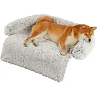 Sonstiges Lit pour chien en peluche, doux, antidérapant, lavable, couleur beige clair, dimensions : 60 x 55 x 10 cm