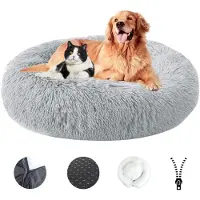 Sonstiges Lit pour chien, doux et lavable, gris, diamètre 70 cm