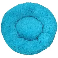 Sonstiges Lit pour chien, lit pour chat, doux, rond, en peluche, 50 cm, bleu