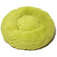 Sonstiges Lit pour chien, lit pour chat, doux, rond, en peluche, 80 cm, vert et jaune