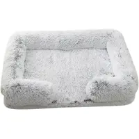 Sonstiges Lit pour chien, forme rectangulaire, peluche, lavable, gris clair, dimensions : 80 x 53 cm