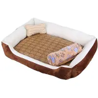 Sonstiges Lit pour chien avec bordure, lavable, antidérapant, couleur beige café, taille XL