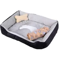 Sonstiges Panier pour chien avec bordure, lavable, antidérapant, noir et gris, taille XL
