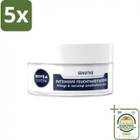 Nivea 5 x Crème visage intensive pour peaux sensibles Men - 50 ml - Pack économique - 5 pièces