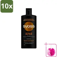 Syoss 10 flacons de shampooing réparateur - pour les cheveux abîmés et fragilisés - 440 ml - Pack économique - 10 pièces