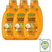 Garnier 6 bouteilles de shampooing Loving Blends, à l'huile d'argan et au camélia, pour cheveux secs et ternes, 300 ml. Pack économique de 6 pièces