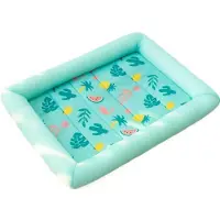 Sonstiges Lit pour chien, refroidissement, forme rectangulaire, dimensions 70 x 52 cm, couleur verte, style "fruits", canapé pour chien, respirant, doux